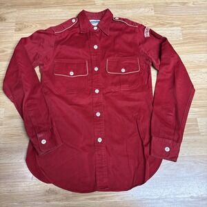 Vintage Gerber Uniform Red Button Down Long Sleeve Shirt Men's Small Rockabilly